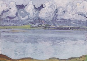 雲の中でストックホーンチェーンとトゥーン湖 作： Ferdinand Hodler